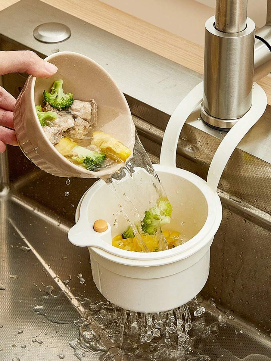 水槽过滤篮，按压自动倾倒厨房沥水篮，自清洁厨房水槽食物垃圾收集器水龙头悬挂，水槽垃圾收集器用于垃圾剩余物