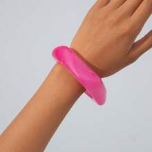 1 pieza Brazalete geométrico exagerado retro, semitraslúcido, de resina de colores para mujeres