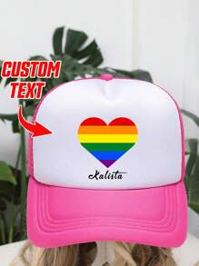 Șapcă de baseball personalizată imprimabilă cu text/nume, 1 buc., cu imprimeu floral al lunii mândriei, pălărie unisex pentru șofer de camion, potrivită pentru petrecere, festival, aniversare