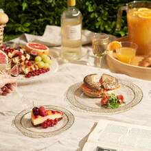 175 Pcs Disposable Gold Tableware Set, Transparent Plastic Tableware, For 25 Guests, Including Dinner Plate, Dim Sum Plate, Wine Cup, Knife, Fork, Spoon And Paper Towel, Very Suitable For Weddings And Parties - Transparent Gold - View 11