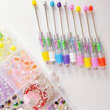 20pcs DIY Beaded Plastic Pens, Creative DIY Beaded Handmade Gift Pens, Mixed-Color Beaded Pens (Without Beads), Black Ink Pens Are Suitable For Making Decorative Gifts For Office And School Teaching Supplies - pen5 - 查看 2