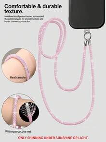 亮粉色手机挂绳，亮片手机带，防丢手机挂饰支架，手机配件，斜挎项链带，适用于所有手机壳，耐用多功能挂绳，零钱包和钥匙扣，防水手链 - 粉色 - 查看 7