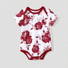 PP Family Matching Color Block Tee And Button Belted Spliced A-Line Dress Sets - 酒紅色 - 查看 3