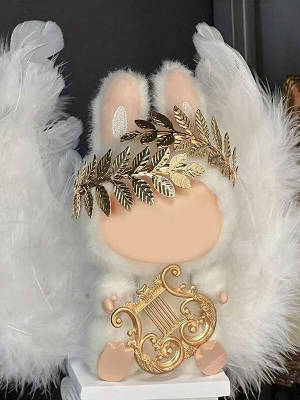 1pc LABUBUS Lady Doll Golden Hair Accessories Jewelry Decor,LABUBUS Doll Outfit Matching Crown Harp Cute Doll Accessory (Accessory Only, No Doll Included), Gift For Friends, Graduation, DIY Creative Present
