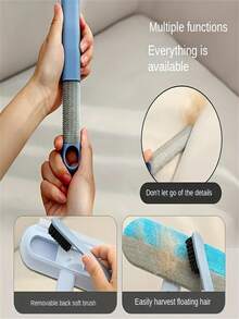 1pc Long Handle Pet Hair Remover Brush: Durable Nylon Material, Suitable For Dogs - Great For Grooming And Cleaning