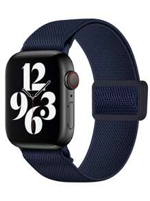 Bracelet en nylon à boucle magnétique compatible avec Apple Watch pour hommes et femmes. Sports, loisirs, confortable, élastique, doux, respirant. Boucle magnétique réglable compatible avec Apple Watch 38/40/41/42/44/45/46/49 mm. Compatible avec Apple Watch Series Ultra/10/9/8/7/6/5/4/3/SE. Bracelet de rechange lavable et facile à porter.