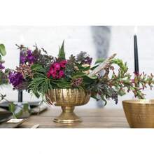 Distressed Gold Metal Compote Bowl Gold Compote Vase L Lita Metal Vase L Indoor And Outdoor Compote For Any Event - GoldCompote - View 2