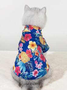 LUCKIE LABO 1pc Pineapple & Hibiscus Tropical Print Pet Shirt, Suit For Indoor/Outdoor Wear For Cats & Dogs - Multicolor - View 5