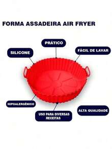 KIT 4 Forma De Silicone Para Air Fryer Forno Microondas Fritadeira Assadeira – Reutilizável Antiaderente Flexível