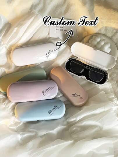 1pc Customized Personalized Glasses Case With Name, Minimalist Portable Eyeglasses Box, Customized Sunglasses Box, Hard Shell Eyewear Case, Cute Glasses Case For Women/Men, Suitable As Bridesmaid/Friend Gift, Great For Christmas, Thanksgiving, Father's Day, Mother's Day