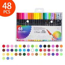 120/100/80/60/48/36/24/12pcs Double-Ended Marker Pen Set,Mark Pen Washable Soft-Tipped Pen Set Of Brushes, Multiple Set Models Available For Selection,Drawing Not Soak Paper, Art Collection, Pen To Graffiti Art Of Diy Pens, Colorful Painting Watercolor Art Mark Pen Sets, Waterproof High-Capacity Color Pen, Exquisite Gift To The Student, The Perfect Gifts Of Gifts, Marker Pen,Back To School,School Supplies