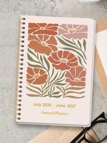 1pc Simple Monthly Planner Calendar Book, Minimalist A5 Advanced Daily Planner With Large Grids & Notes For Address Password Manager,Website Password Quick Access Username And Password Storage Perfect For Home Office Internet Computer Logins,Back To School Supplies