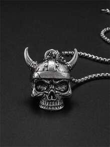 1 pièce Collier pendentif crâne à cornes vintage et créatif, bijou unique cadeau de fête rock pour hommes et femmes