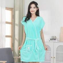 Women's Bath Robe, Wearable Side Pocket Towel Wrap, Spa Waffle Bathrobe With Adjustable Closure For Quick Drying Lightweight Coverage Back To School - Multicolor - View 9