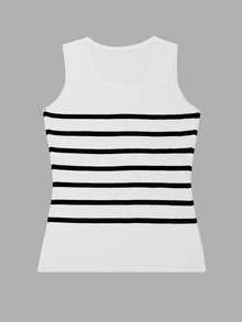 复古时尚优雅金属纽扣前开纯色无袖圆领商务夹克工作服马甲，修身简约风格休闲条纹毛衣，适合女士，春夏秋季 - 彩色 - 查看 6