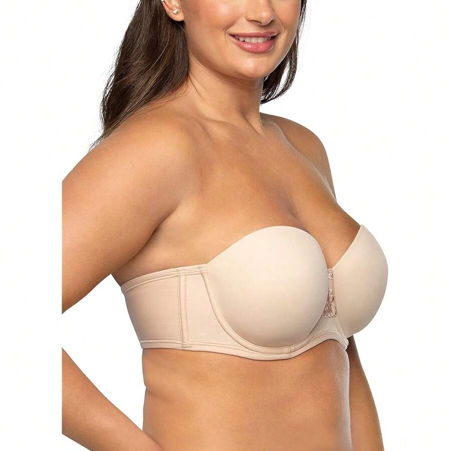 New Women's Beauty Back Oothing Strapls Bra, 4-Way Stretch Fabric, Lightly Lined Cs To H - Rose Beige 42D - View 1