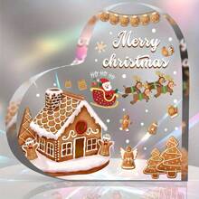 زخرفة عيد الميلاد القلبية المسطحة الأبعاد من الأكريليك - ديكور طاولة العطلات ، بدون حاجة للكهرباء ، مناسبة للمنزل والمكتب وكديكور هدية العطلات