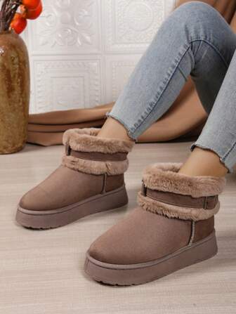 2025Women's Snowboots, New Winter Model, Warm Lining, Soft Sole, One-Touch Closure, Bow Decor, Platform Bottom Boots