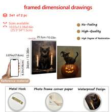 2 pièces Impression murale d'art chat noir pour Halloween, décoration d'horreur, décoration de maison de campagne sombre, impression gothique d'Halloween, impression cœur sorcière, cadeau chat lady Halloween, art mural, affiches, art mural avec cadre pour salon, chambre à coucher, bureau, etc. - Parfait pour les vacances, murales, affiches, cadeaux d'anniversaire, cadeaux de remise des diplômes! Fait de canevas (cadre en option)