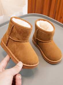 1双儿童冬季软底轻便舒适保暖PU防水室内/室外休闲运动低帮儿童雪地靴