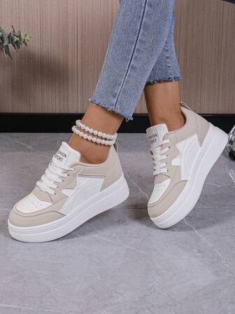 Fall/Winter Women's Casual Platform Sports Sneakers, Thick Sole Outdoor Athletic Shoes