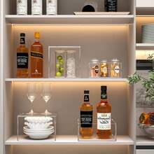 自助食品展示架，透明亚克力意大利面分配器，自助餐桌食品甜点展架，带空心底部的立方体嵌套展示柱 - 無色 - 查看 7