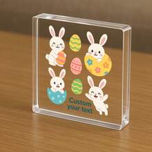 1pc Acrylic Ornaments Custom Text Easter Acrylic Display, Happy Easter Themed Block, Colorful Spring Holiday Gift For Loved Ones, Easter Basket Filler Idea