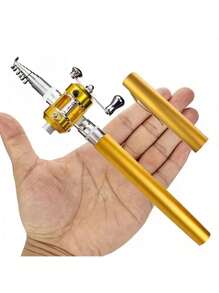 1 件应急迷你鱼竿 - 笔形可折叠 1 米铝杆，带即时卷轴 - 防洪/2025 年钓鱼/离网生存的多用途工具 - 房车生活必备品、标准金属装备、户外应急工具包、紧凑型生存工具、灾难准备必备品