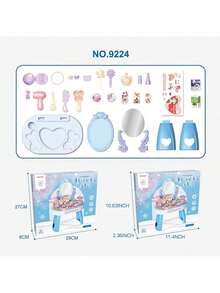 Juego de set de tocador simulado de vestir para niñas, accesorios de maquillaje de princesa, juguete para casa de muñecas, regalo de cumpleaños para niñas - 1 pieza - Ver 3