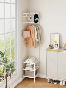 1 件白色/黑色金属护角架，带挂钩 - 时尚 3 层储物架，适用于卧室和客厅，喷漆表面，单独设计，非常适合存放夹克、帽子和配饰，用于房间装饰 - 彩色 - 查看 15