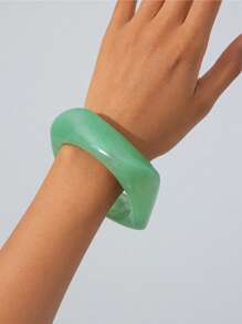 1 pieza Brazalete geométrico exagerado retro, semitraslúcido, de resina de colores para mujeres