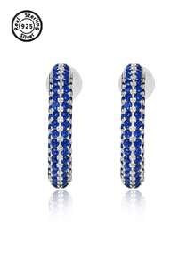 1 par de 2 piezas de aretes de piedra de circonita cúbica de plata de ley 925, regalo sorpresa para mujeres, parejas, amantes, boda, compromiso, cumpleaños, aniversario