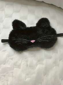 Cute Cartoon Cat Design Plush Sleep Eye Mask, Fashionable