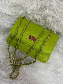 Women's Shoulder Bag Embroidery Line Versatile Crossbody Bag - 青檸色 - 查看 2
