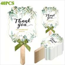 40/30/20/10 pezzi Set di eleganti ventagli pieghevoli per matrimonio, regali per la festa nuziale con manico in legno e nastri verdi, design floreale moderno, forniture per matrimoni, adatti per addio al nubilato, accessori da ballo, regali per anniversari, decorazioni per matrimoni, omaggi agli ospiti