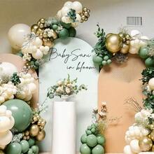 123pcs Sage Green Gold Ivory Latex Balloons Perfect Decoration For Birthday Decor Wedding Decor, Bridal Shower Gift, Babe Shower Decor, Party Holiday Room Decor Wall Photography Background Decor, Decorative Balloon Arch Kit - Bean Green Gold - View 8