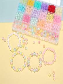 Glas Perlen Armband Bastel-Set, 8mm runde Perlen DIY Schmuckherstellung Hochzeits-Zubehör Acryl Pony Perlen Geschenke