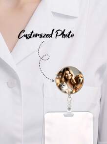 1/5/10Pcs Personalized Customized 2D Acrylic Photo Badge, Customized Photo, Corporate Logo, Hospital Logo, Suitable For Office Staff, Nurses, Doctors, Teachers, And Students As Scalable Id Card Holders, Personalized Pet Cat/Dog Photo Badge, Customized Badge Scroll With Photo