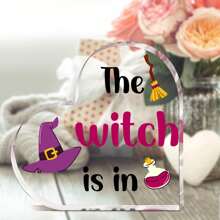 1pc Acrylic "Witch Lives Here" Heart-Shaped Sign - Witchy Home Decor, Suitable For Halloween, Birthday, Housewarming, Anniversary - Made Of Wood, Electricity-Free, Suitable For Christmas, Easter, 4th Of July - Great Gift For Women