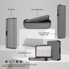 IQOS保护套，适用于ILUMA/ILUMA I ONE/ILUMA PRIME，20支加热棒盒，时尚配饰表面，碳纤维纹理图案，多色PU皮革，360度全方位保护，减震防滑，男女皆宜，生日、情人节、圣诞节的绝佳礼物。