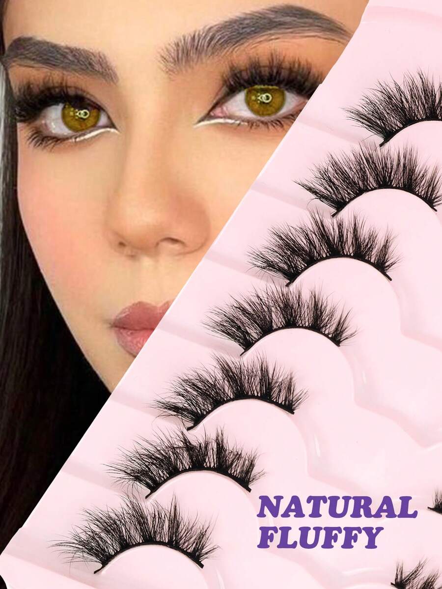 半睫毛 7 对，3D 蓬松自然柔软自然猫眼设计，化妆工具假睫毛，用于加长和增加睫毛体积，睫毛，睫毛，假睫毛 - 眼尾拉長款 - 查看 1