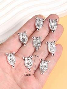 8pcs Catholic Our Lady Of Guadalupe Three-Hole Charm Connectors, DIY Rosary Necklace Jewelry Metal Parts