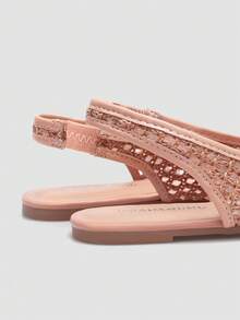 ADAMUMU 新款女士高端时尚舒适拉菲草编织平底鞋，可爱百搭，适合日常穿着，春夏款 - 棕色 - 查看 6