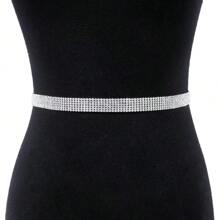 1pc Women's Rhinestone Decor Heavy Chain Waist Belt Fall, Autumn, Halloween