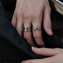 VKHK 1 件不锈钢星形印章戒指，适合男女，情侣礼物
