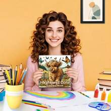 1 pezzo Libro da colorare con mucca delle Highland, 24 disegni monosoggetto, 20x20 cm, carta spessa e liscia, per rilassamento e sollievo dallo stress, regalo ideale per compleanni, feste, rientro a scuola, forniture scolastiche