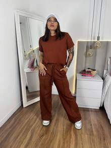 Magenta Shop Women's Comfortable Sweatsuit Set - Café integral - Ver 1