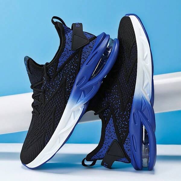 Men's Summer Breathable Mesh Athletic Sneakers, Air Cushion Running Shoes, Color Block Casual Shoes, Large Size, Outdoor Recreational Sports Shoes