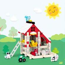 Sabiduría de ensamblaje de espigas y mortajas, sueños infantiles - Bloques de construcción con temas de escuela, hospital, zoológico, estación de bomberos, comisaría de policía, granja, juguetes educativos de construcción creativa