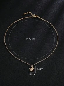 2 pièces/set Collier pendentif rétro européen lune, soleil et visage, design à la mode pour les femmes et les couples, accessoire quotidien idéal et choix de cadeau